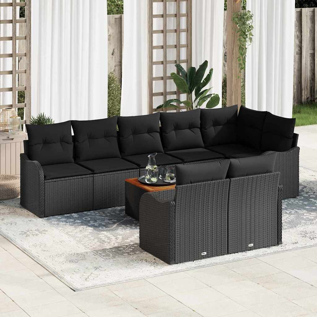 VidaXL Zestaw Sof na Ogród z przechowywaniem 9 pcs Czarny polirattan