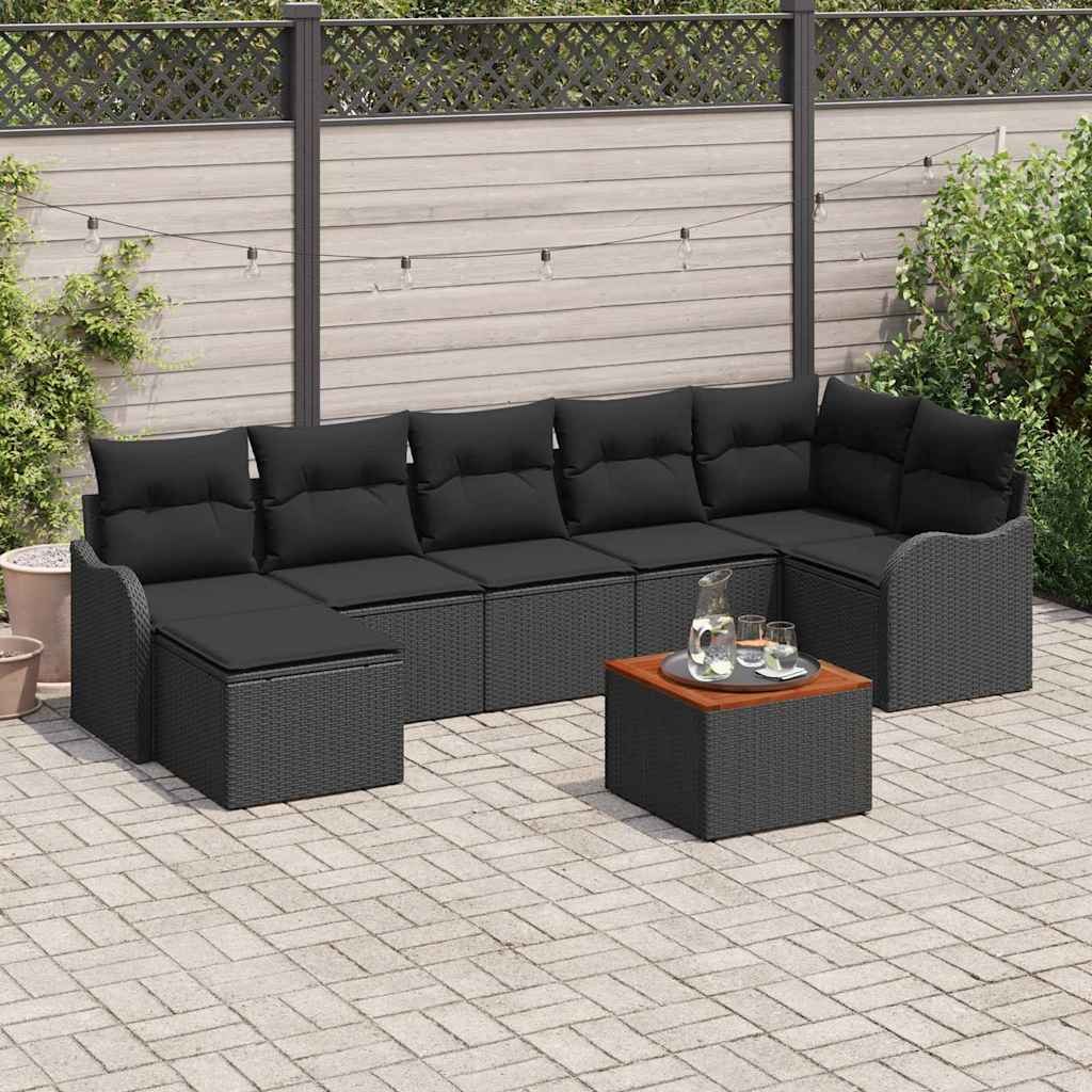 VidaXL Zestaw Sof na Ogród z przechowywaniem 8 pcs Czarny polirattan