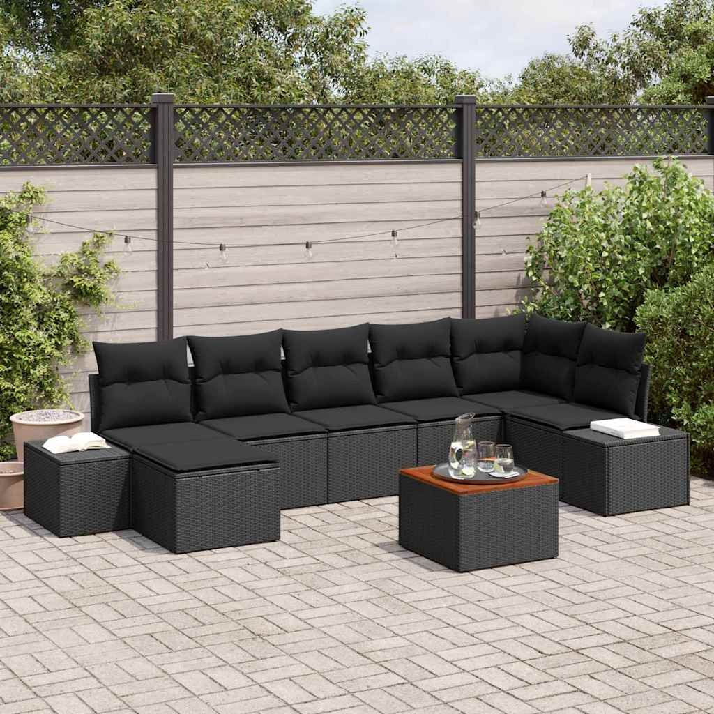 VidaXL Zestaw Sof na Ogród 8 pcs Czarny
