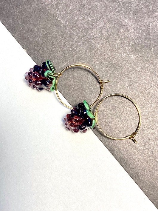 Kolczyki szklane jeżyny