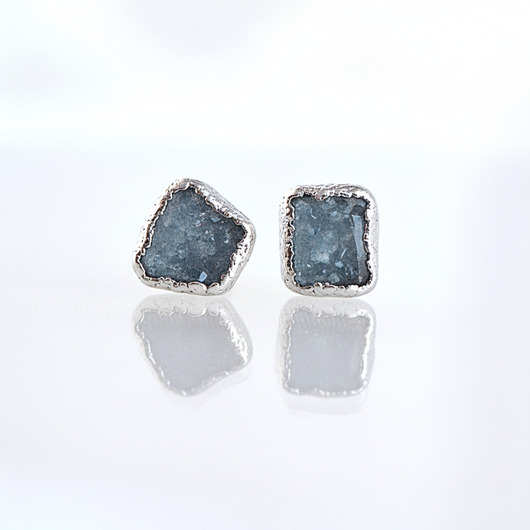 Kolczyki Sztyfty Fluoryt Błękitny