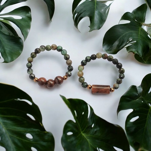 Zestaw pierścionków : turkus afrykański, tygrysie oko