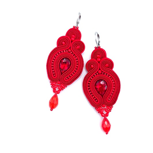 Kolczyki sutasz czerwone Verra eleganckie wieczorowe z kryształkami