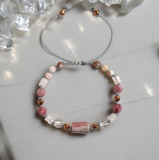 SELF LOVE - amulet - RODOCHROZYT, rodonit, opal, k.górski, k.różowy