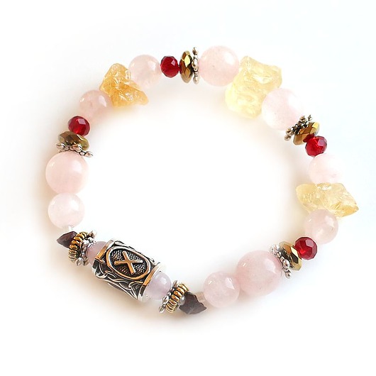 Miłość - runa gebo kwarc różowy cytryn rubin