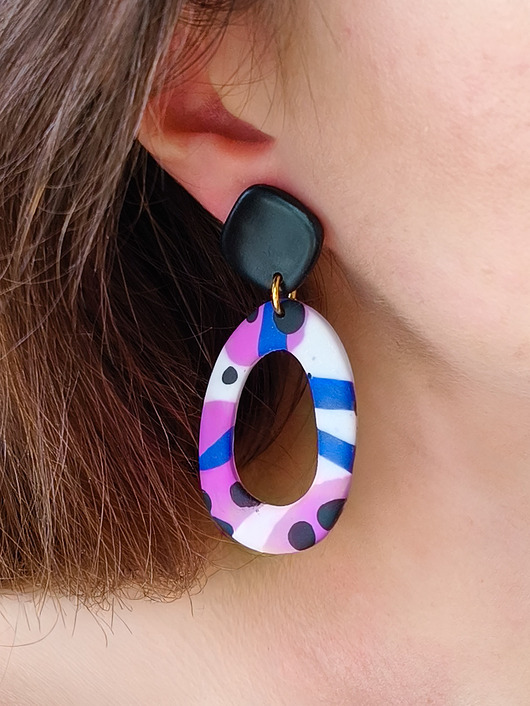 Kolczyki z abstrakcyjnym wzorem, elegancka kolorowa biżuteria artystyczna