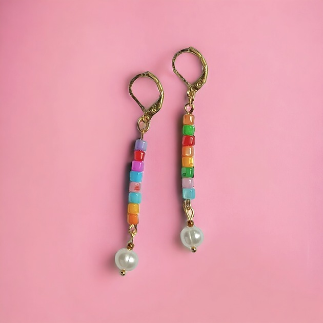 Kolczyki długie : summer collection : muszla i perły