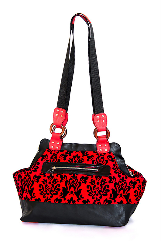 SKÓRZANA TORBA 100 % handmade kwiaty w czerwienieni