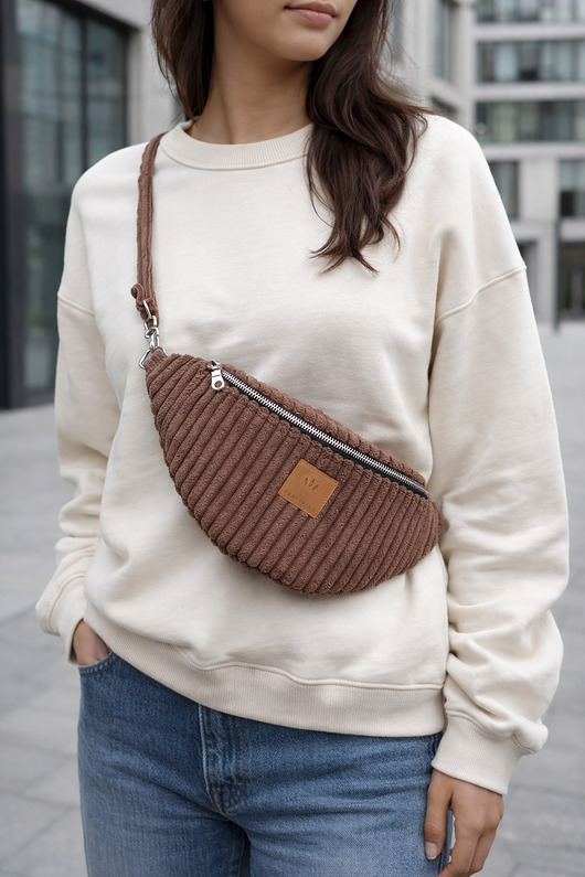 Sztruksowa brązowa nerka basic