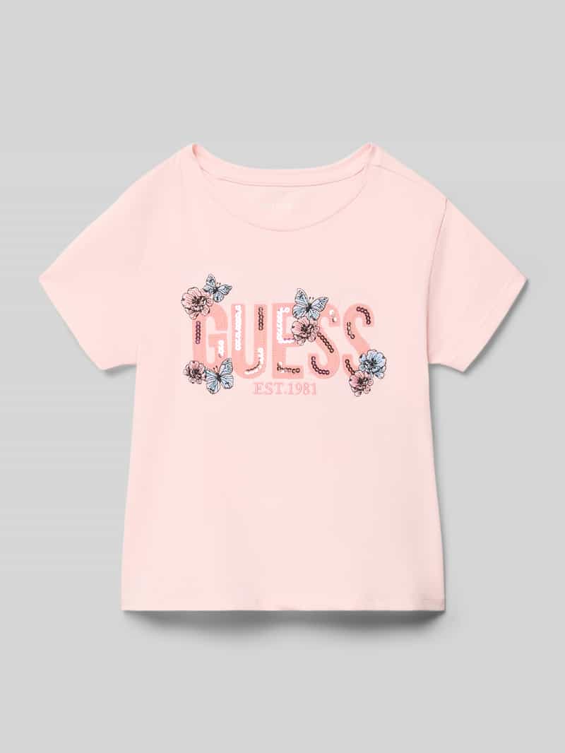 T-shirt z wyhaftowanym logo i cekinami