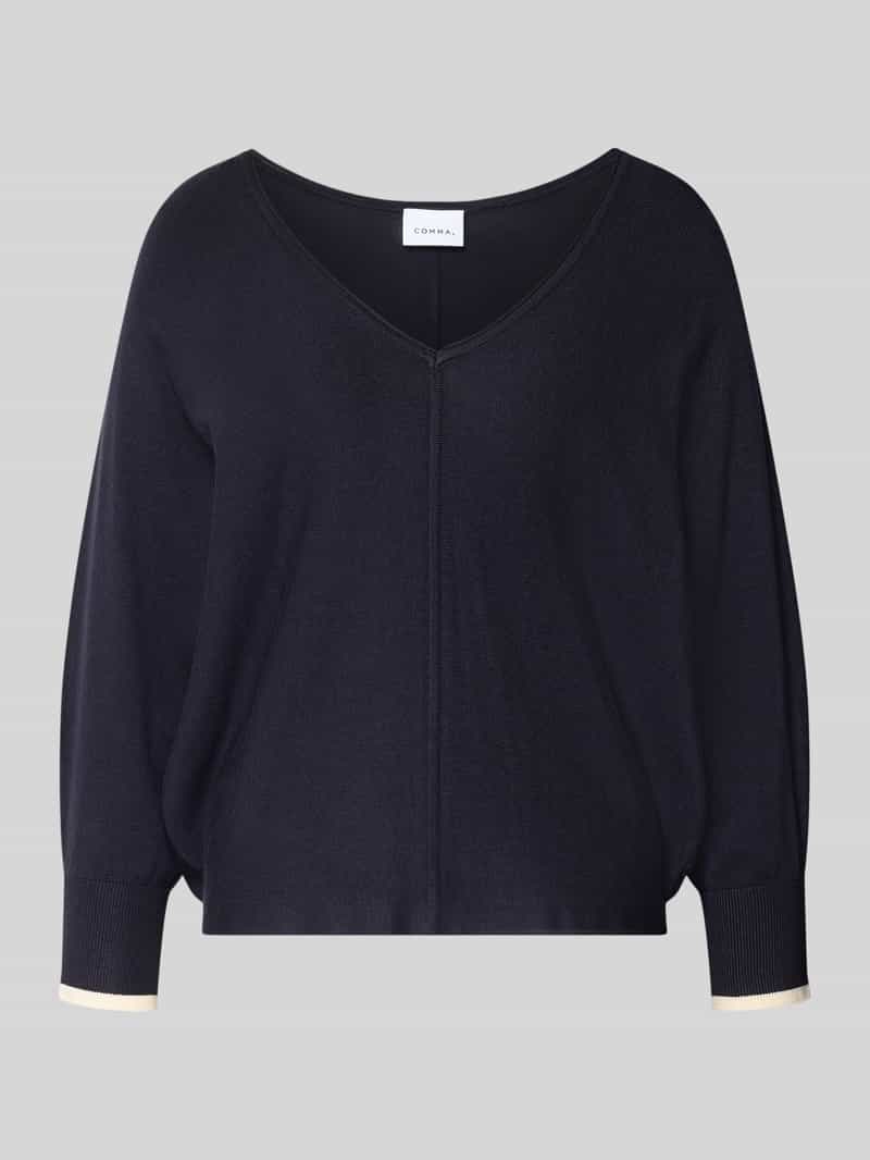 Sweter z dzianiny z mieszanki wiskozy z dekoltem w serek