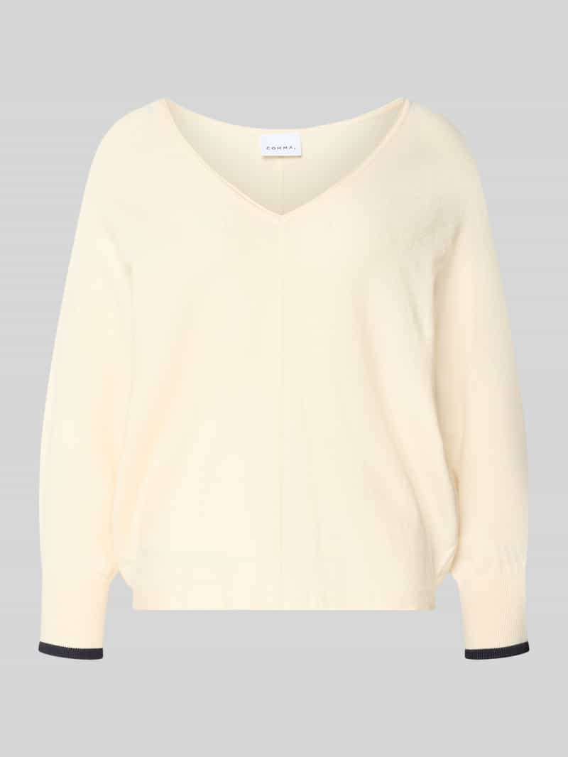 Sweter z dzianiny z mieszanki wiskozy z dekoltem w serek