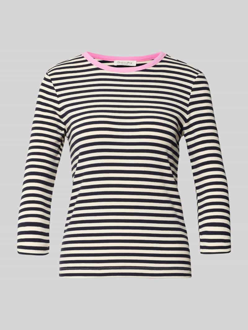 T-shirt ze wzorem w paski i rękawami o dł. 3/4