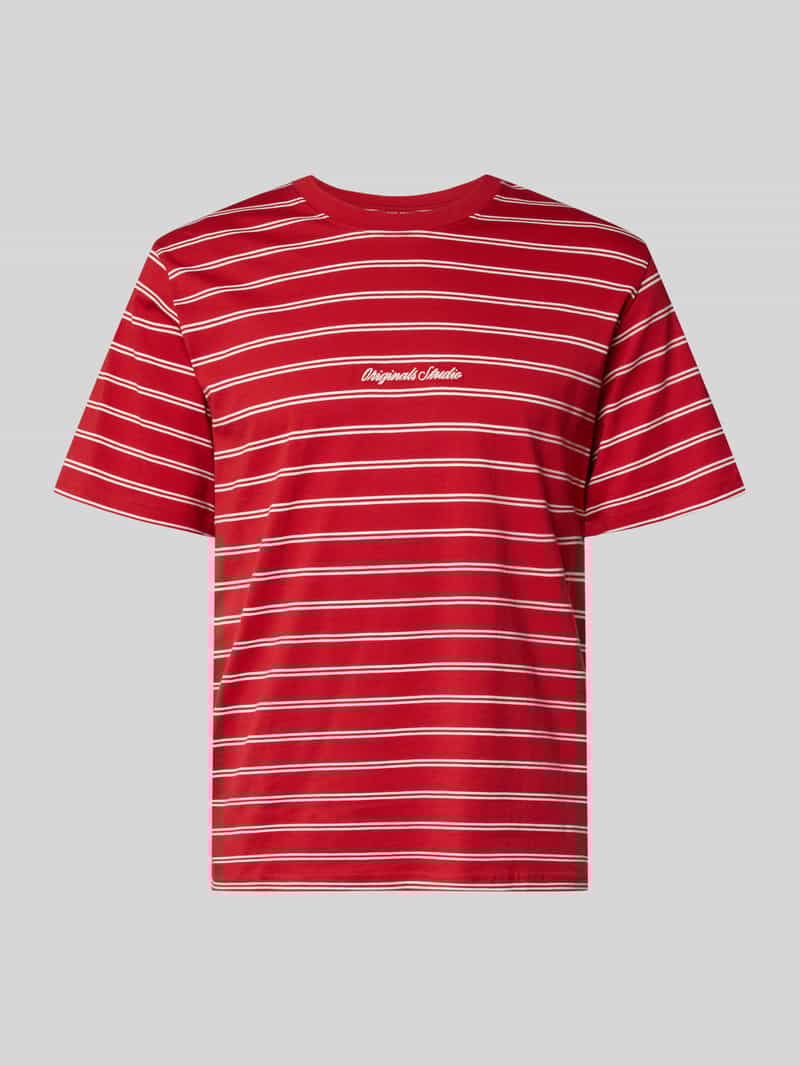 T-shirt ze wzorem w paski i okrągłym dekoltem