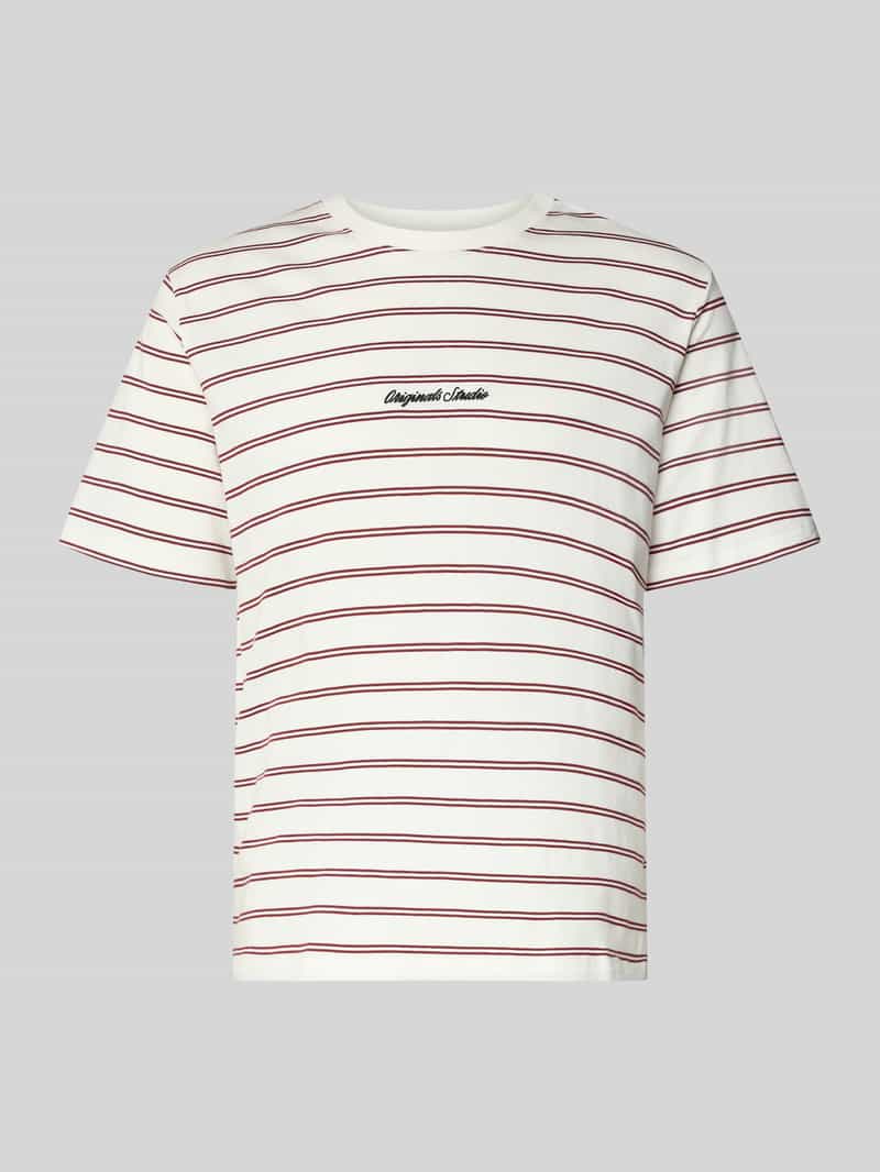 T-shirt ze wzorem w paski i okrągłym dekoltem