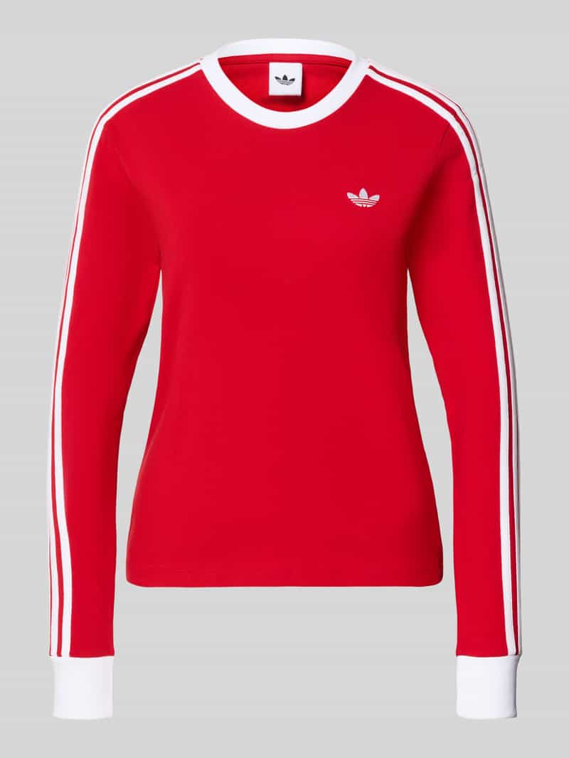 Bluzka z długim rękawem, okrągłym dekoltem i wyhaftowanym logo