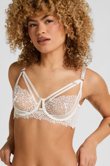 Hunkemöller Biustonosz Longline Kristina z Fiszbinami Bez Wkładek Biały