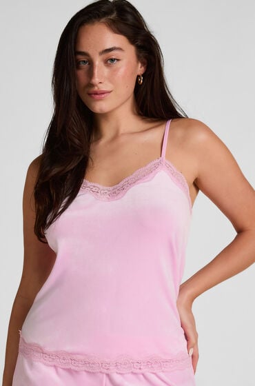 Hunkemöller Top z aksamitnej koronki Różowy