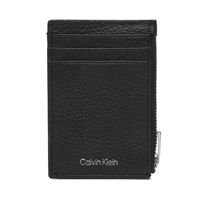 Etui na karty kredytowe Calvin Klein Foil Emboss N/S Zip Card Case LV04D1244G Czarny