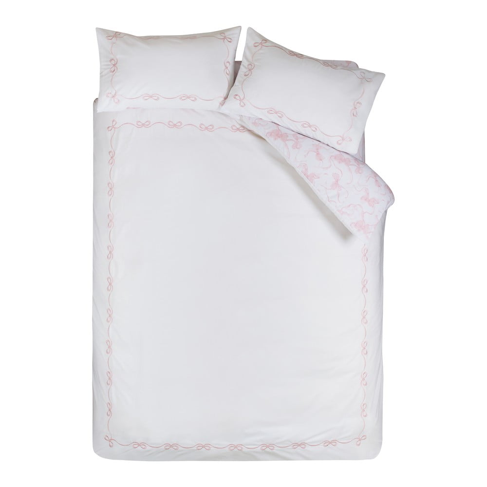 Biała pościel dwuosobowa 200x200 cm Bow Embroidery – Catherine Lansfield