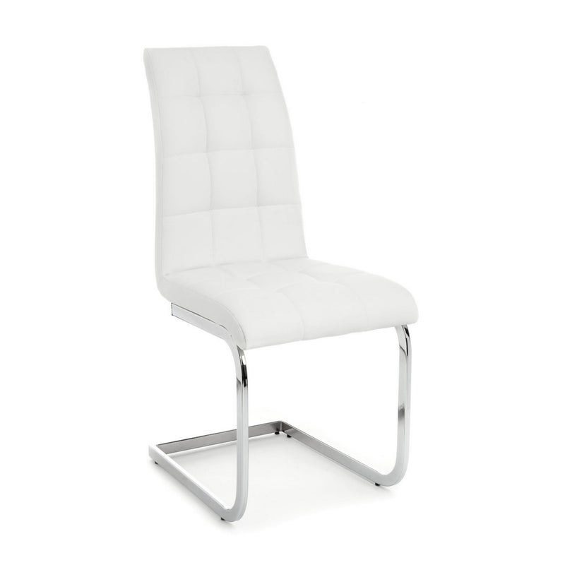 Zestaw 4 krzeseł COZY WHITE ze skóry syntetycznej i chromowanymi nogami, H98 W44 D58, do salonu lub biura