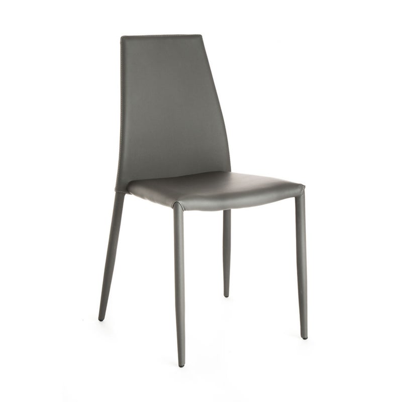 Zestaw 4 krzeseł LION GRAY ze skóry syntetycznej w kolorze szarym H87 W43 D50, można je sztaplować, do salonu lub kuchni