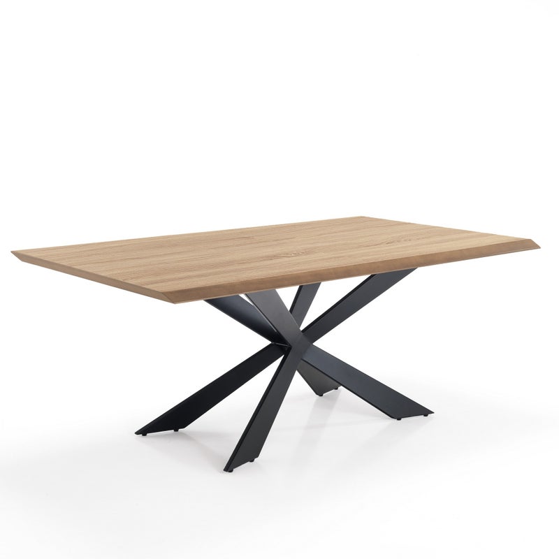 Stół stały TIPS OAK z czarnego metalu i dębowego MDF H76 W200 D100 do jadalni