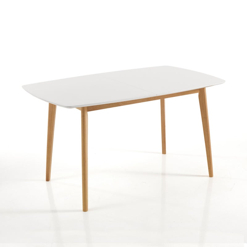 Stół rozkładany Still White/Wood z płyty MDF i litego drewna dębowego, 120-150 x 75 cm