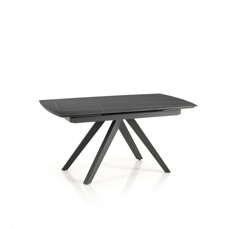 Stół rozkładany SHIN BLACK MARBLE – stal szara, ceramika Black Marble, wys. 76 cm, szer. 160 cm/238 cm, 8/10 miejsc, do jadalni