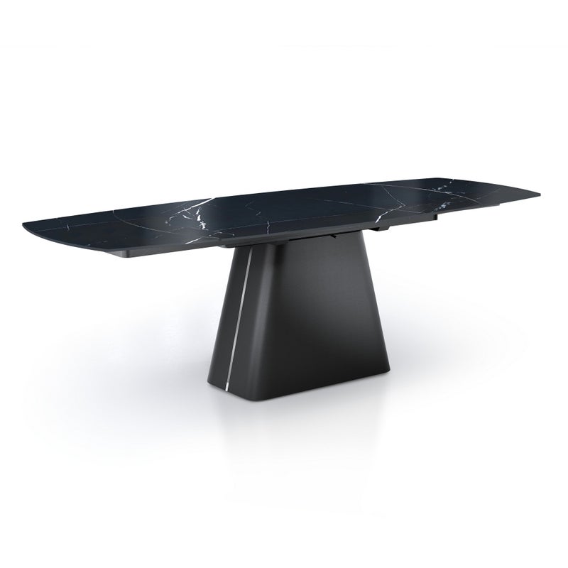 Stół ERAN BLACK MARBLE – czarna stal i ceramika marmurowa, rozkładany 160–240 cm