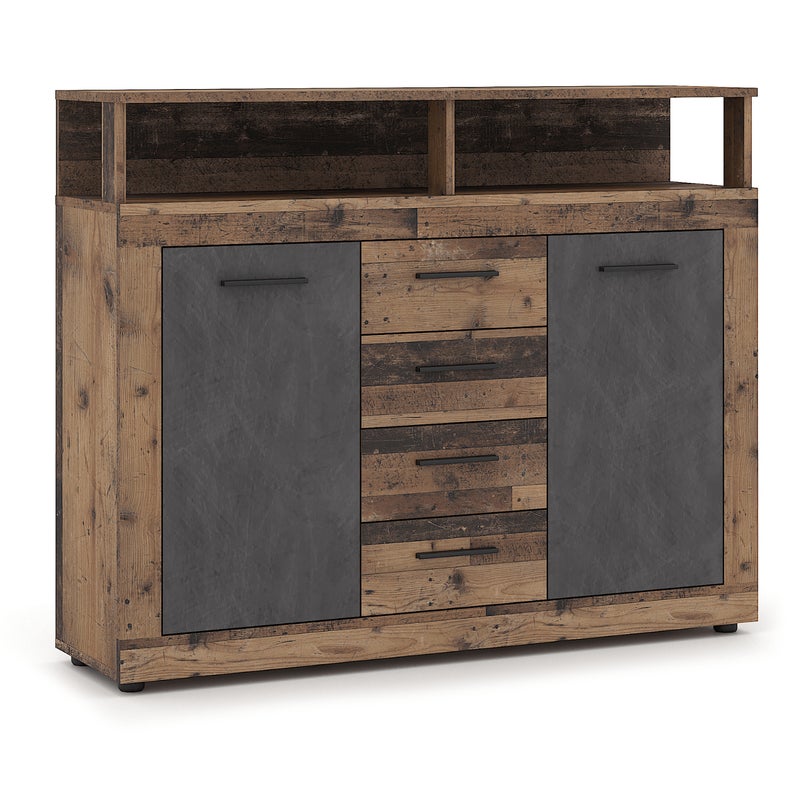 Komoda z szufladami do salonu przedpokoju blago midi b ciemny dąb grafit