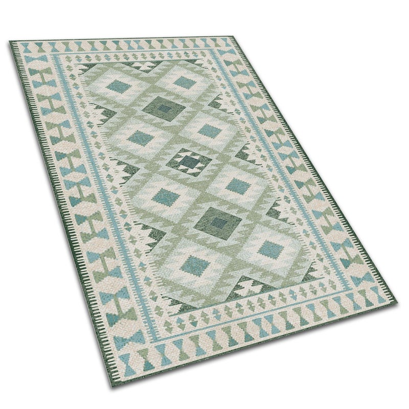 Dywan winylowy zielone romby nowoczesny dywanik winylowy dekoracyjny 150x225 cm – Tulup