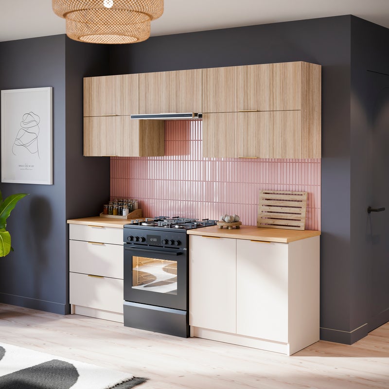 Zestaw mebli kuchennych Diuna 5 el. 200 cm kolor kaszmir/dąb linea