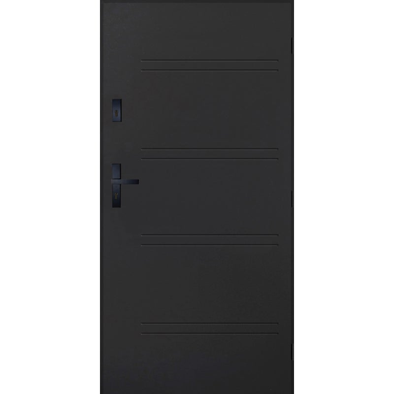 Drzwi wewnętrzne wejściowe akustyczne 44 Db stalowe 80 prawe Lorient antracytowe