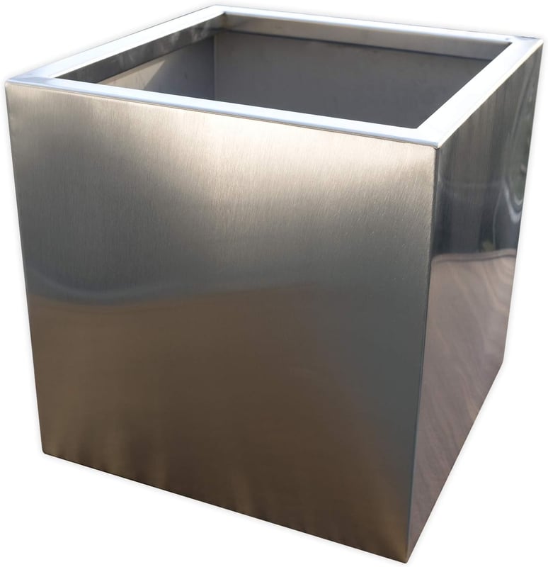 Köhko® designerska doniczka ze stali nierdzewnej VIVO 55 x 55 x 43 cm matowa szczotkowana doniczka kwadratowa i duża