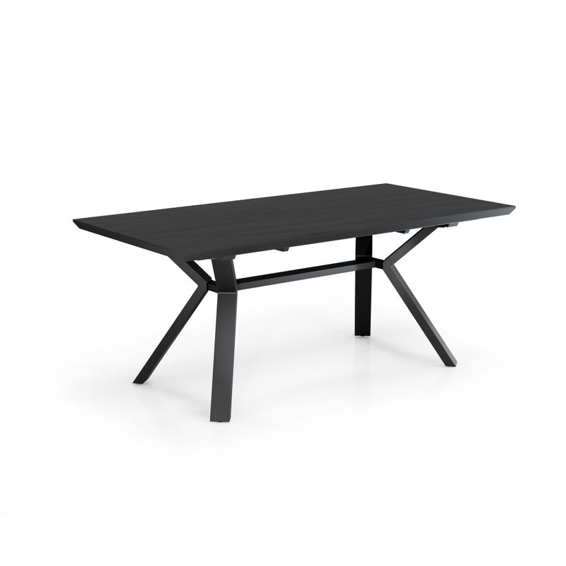 Stół rozkładany LOGAN BLACK – czarny metal, czarny MDF, wys. 75 cm, szer. 180/240 cm, 8/10 miejsc, do jadalni