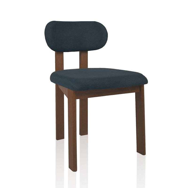 Zestaw 2 krzeseł DARA – drewno orzechowe ciemne i tkanina szara 50x56x80 cm do jadalni