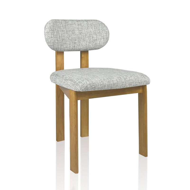 Zestaw 2 krzeseł TRIPOD WOOD z drewna dębowego i tkaniny w kolorze jasnoszarym, 50x56x80 cm do jadalni