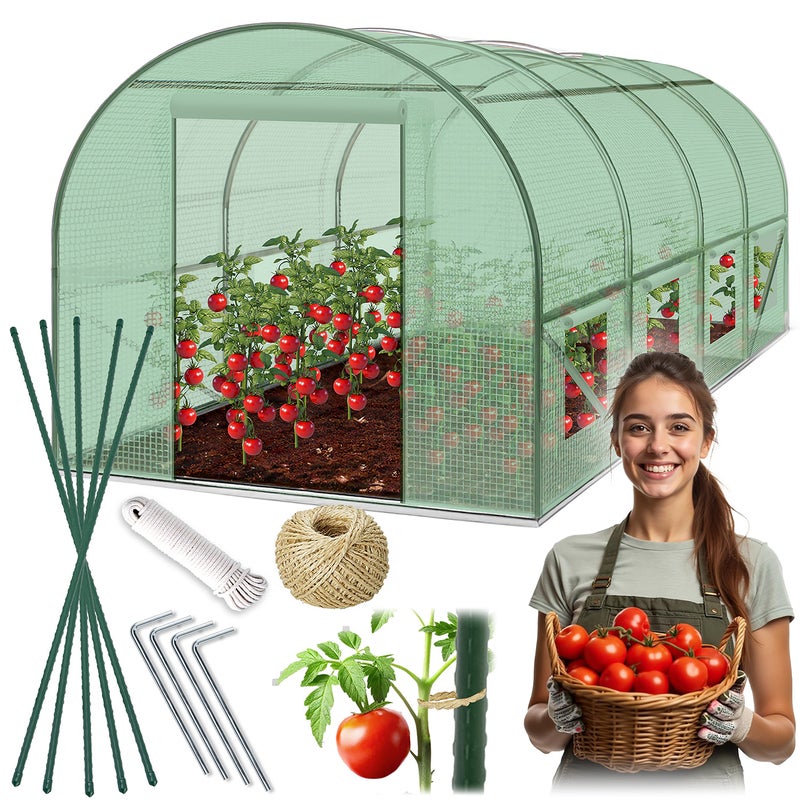 Tunel foliowy ogrodowy szklarnia 2,5x4xH2m (10m2) zielony Plonos 4973-B