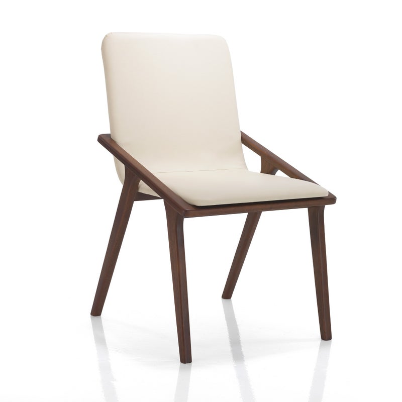 Zestaw 2 krzeseł Gemma z drewna orzechowego i beżowej skóry, idealny do salonu lub klasycznego pokoju, wys. 86 x szer. 51 x gł. 61 cm