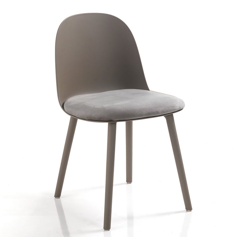 Zestaw 4 krzeseł Jade Dark Grey z polipropylenu i tkaniny w kolorze szarym, idealny do kuchni lub salonu, wys. 81 x szer. 46 x gł. 52 cm