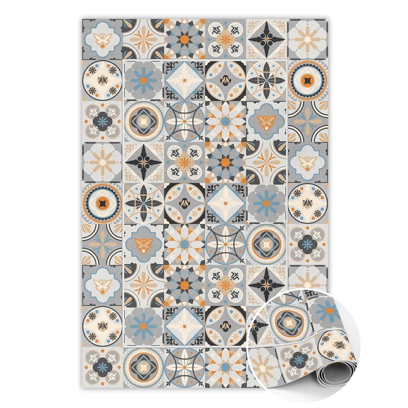 Dywan winylowy do wnętrz wzory geometryczne, mata winylowa dekoracyjna nowoczesna do salonu i przedpokoju 60x90 cm – Tulup