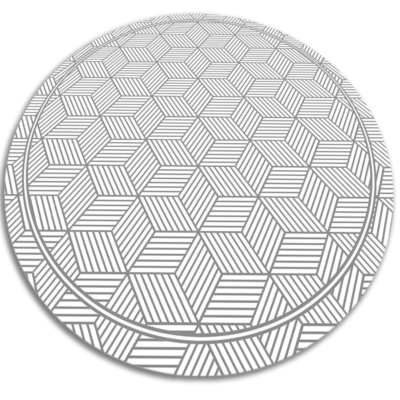Dywan winylowy okrągły, geometryczna kostka ciekawy nowoczesny graficzny motyw 50x50 cm – Tulup