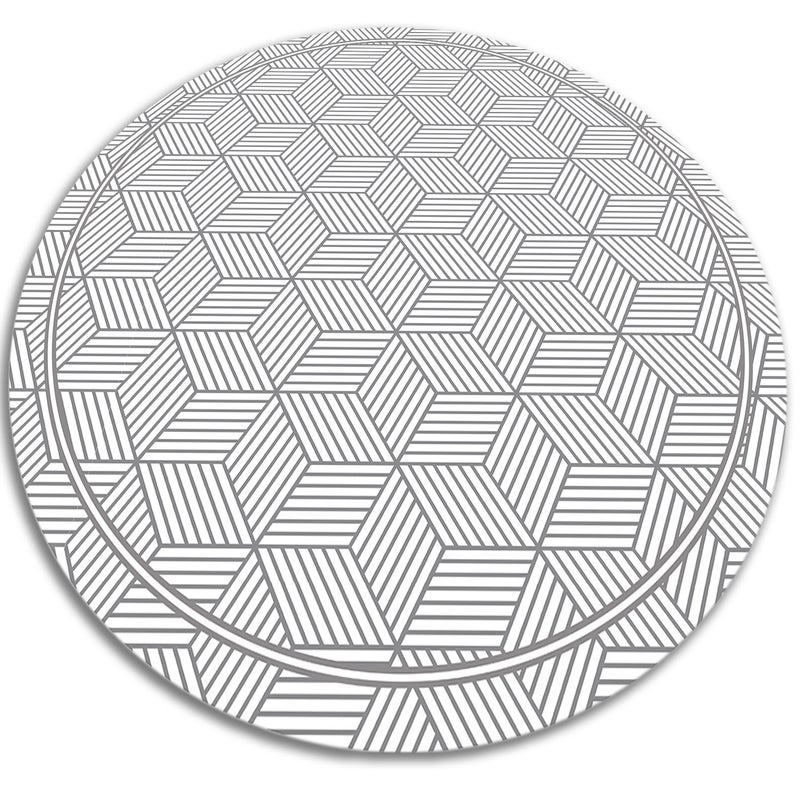 Dywan winylowy okrągły, geometryczna kostka ciekawy nowoczesny graficzny motyw 140x140 cm – Tulup