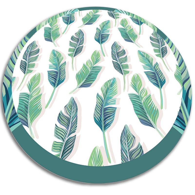 Mata winylowa do pokoju okrągła, tropikalne liście zielone botaniczny naturalny wzór 130x130 cm – Tulup