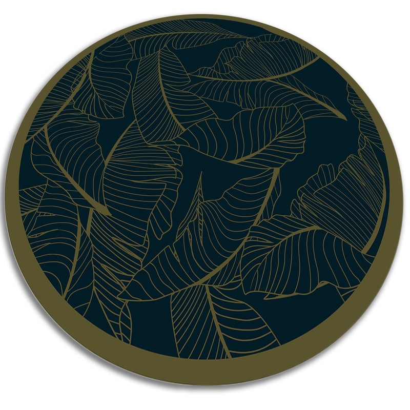 Dywan winylowy do salonu okrągły, stylizowany liść minimalistyczna elegancja 90x90 cm – Tulup