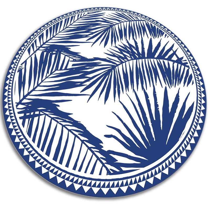 Dywan winylowy do przedpokoju okrągły, egzotyczne liście botaniczny charakter 50x50 cm – Tulup