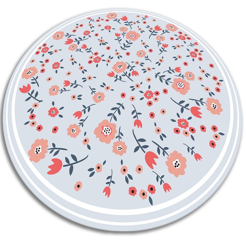 Dywan winylowy okrągły dekoracyjny, wiejskie kwiaty rustykalny naturalny wzór idealny do wnętrz nowoczesnych 50x50 cm – Tulup