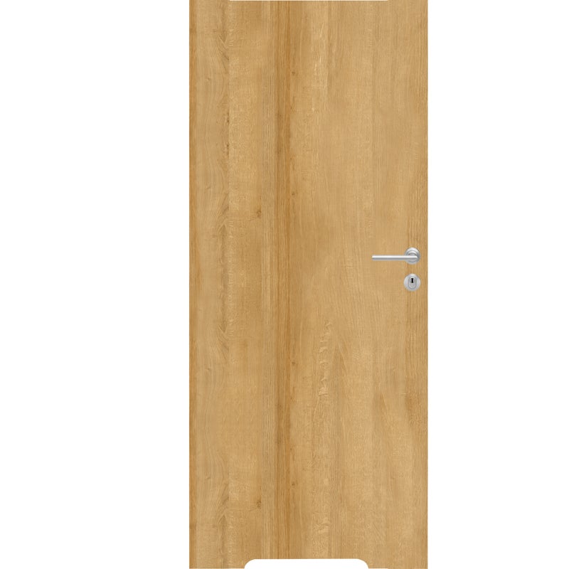 Drzwi wewnętrzne bezprzylgowe pełne 60 lewe łazienkowe z podcięciem wentylacyjnym Inverso dąb europejski