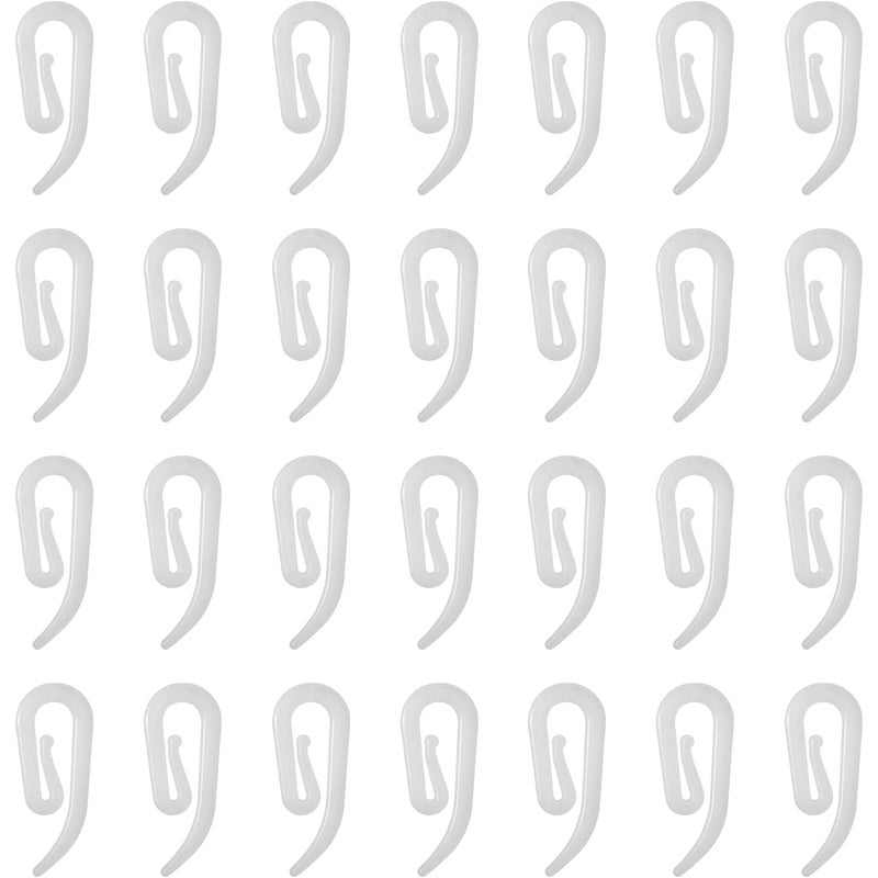 100-częściowy zestaw białych plastikowych haczyków do karniszy, zasłon okiennych, drzwi i kabin prysznicowych